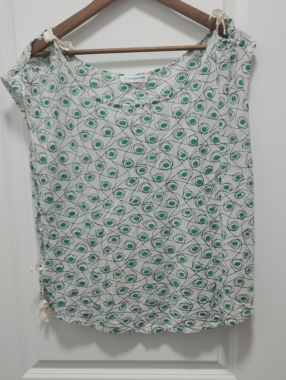Pilcro and the Letterpress Women's Abstract Print Top White & Green